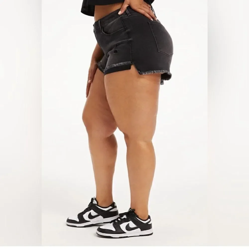 Good American Womens Good Curve Distressed High Waist Cutoff Shorts Plus Size 22